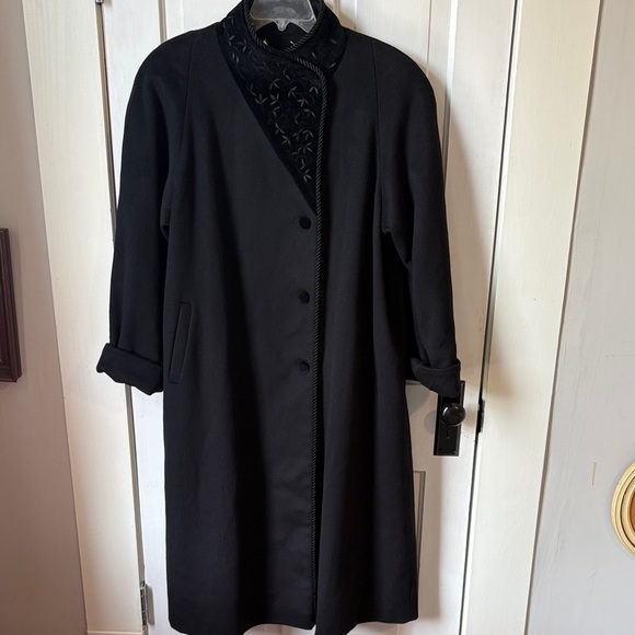 designed by projections Jackets & Blazers - Vintage Black Wool Floral Trench Duster/Trench Coat